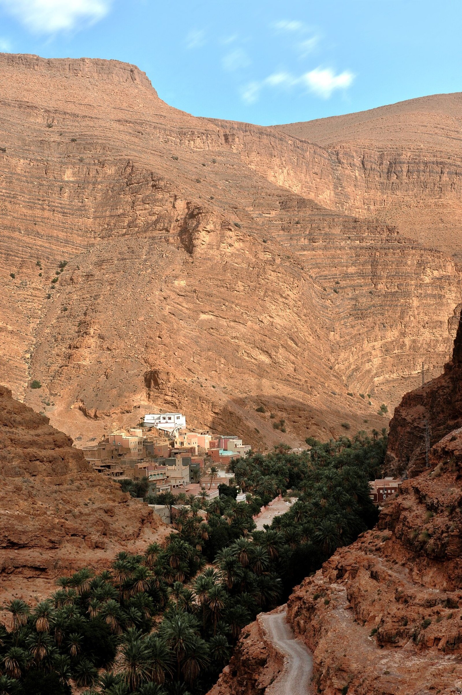 Winding road and rock formations of the Dades Valley