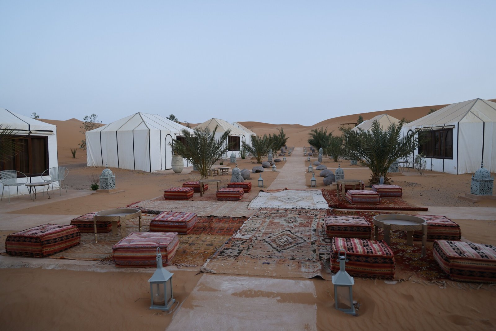 Berber desert camp tents in the Sahara at night